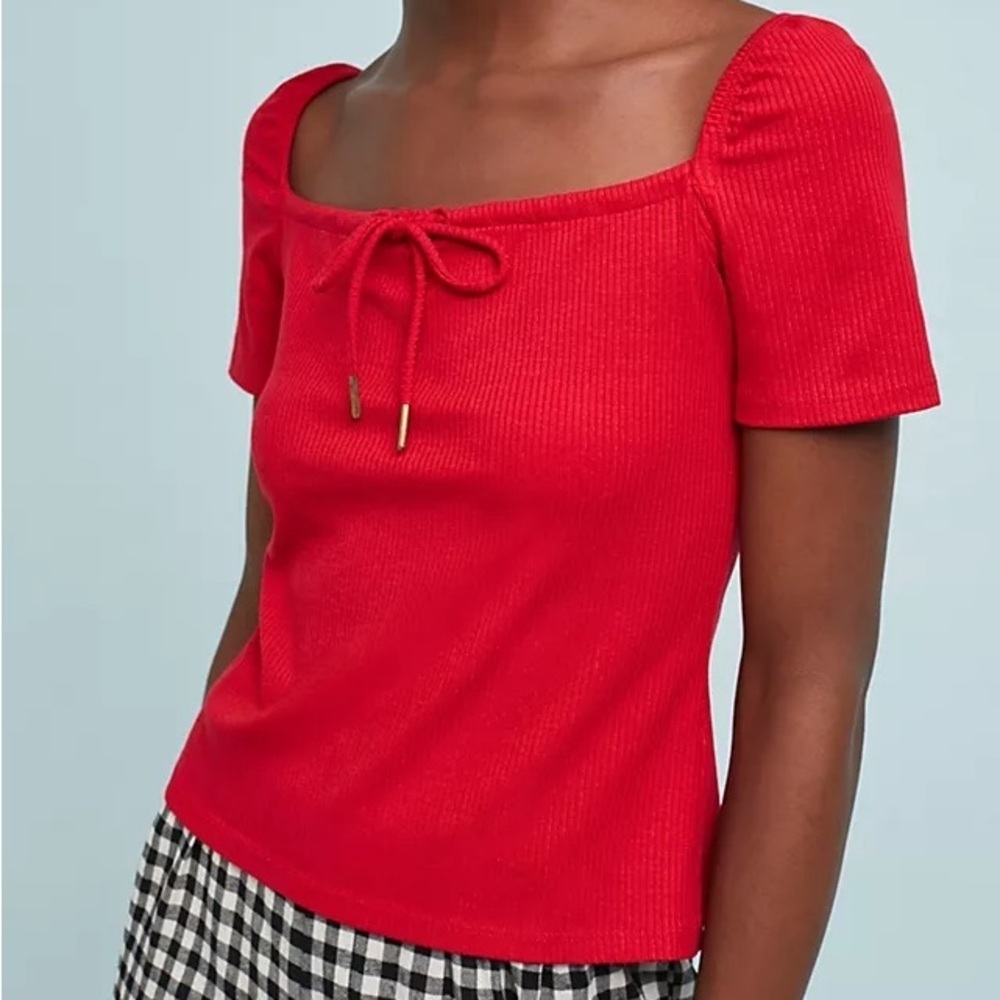 Maeve Red Square Neck Blouse
